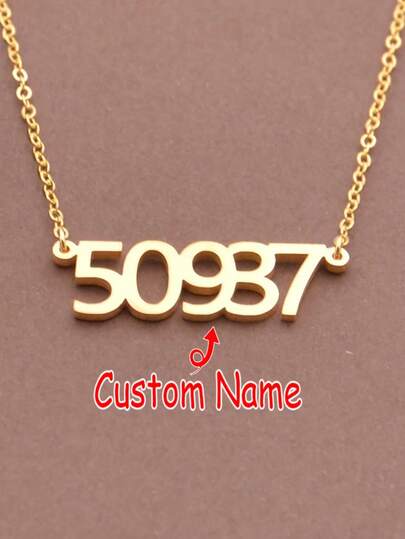 Collar con número grabado personalizado - Regalo de joyería personalizado, diseño de cadena minimalista en tono dorado, regalo de cumpleaños, Navidad, Día de San Valentín, regalo de temporada, accesorio diario, elegante clásico, artesanía de lujo