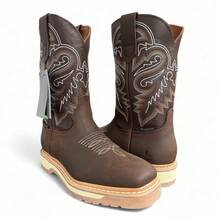 BOTA TRABAJO PUREPECHA SUELA DOBLE DENSIDAD ESTILO DE RODEO SIN CASCO - Color caoba - Ver 5