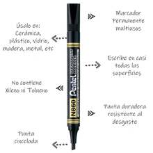 Marcador Permanente de Cincel en Blíster - Negro, Larga Duración, Modelo N860BP - A - Negro - Ver 4