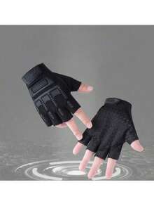A Pair Of Family Fitness, Finger-Opening PU Motorcycle Riding Gloves, Punk Hip-Hop PU Gloves, Outdoor Riding Gloves, Half-Finger Gloves, Motorcycle Gloves, Durable Fitness Gloves, Outdoor Sports Mountaineering Gloves For Gym Training