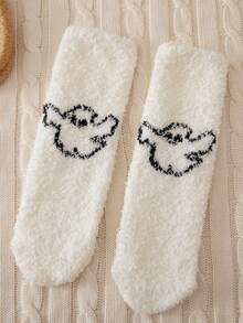 4 pares de calcetines de forro polar doble cara cálidos para niños, calcetines de media caña con temas de Halloween y Navidad, aptos para otoño/invierno - Multicolor - Ver 3