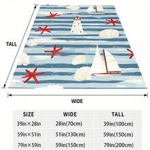 Nautische Seestern-, Segelboot- und Leuchtturm-gestreifte Flanelldecke – ultraweich, gemütliche Decke für Bett, Sofa, Stuhl, Camping, Büro & Geschenke – vielseitige Ganzjahresdecke mit nautischem Thema, nautische Wohnkultur |   Maritimes Design |   Weiche Textur, Stranddecke
