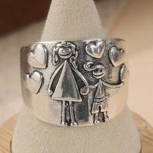 Cincin Pasangan Tembaga Buatan Tangan Antik, Cincin Kenangan, Cincin Hadiah, Cincin Pernikahan Bohemian - Perak - View 12