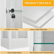 Lockable Steel Frame Display Cabinet With Keys 63" 4-Tier Curio Cabinets With Adjustable Shelves For Collectibles Durable Tempered Glass Book Case Shelf - trắng - Xem 5