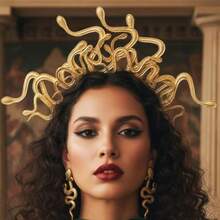 Medusa Snake Headband Gold Goddess Headpieces Halloween Party Rave Festival Hair Accessories For Women And Girls