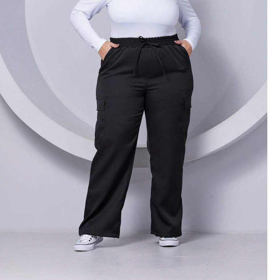 Plus Size Pants - Black - View 1