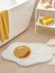 1pc Cartoon Egg Bathroom Rug, Soft Absorbent Bath Mat Accessories, Non-Slip Backing Carpet And Machine Washable, Suitable For Living Room, Vanity, Bathtub, Shower, Sink, Khaki, Thickened & Plush Entryway Decor Bathroom Kitchen Decor, Laundry Room, Festival Decor Room, Entryway Rug, Runner Rug, Autumn, Winter, Bedroom Decoration, Autumn Decor, Carpet, Halloween, Thanksgiving, Christmas Decoration