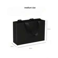 4pcs Black Paper Handbags Large, Medium And L Size Thread Rope Advertising Bags Gift Bags Clothing Store Packaging Bags