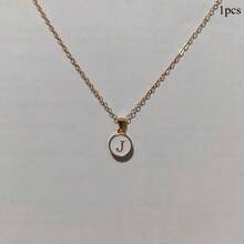 Gold Exquisite Stainless Steel Shell Letter Pendant Necklace, Optional From A-Z, Round Head Pendant Necklace With Waterproof Collarbone Chain, Suitable For Daily Wear