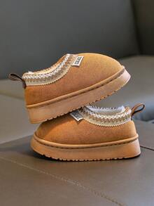 Children's Soft Bottom Slippers, Simple Casual Indoor Slippers For Daily Wear, Warm For Autumn/Winter - Khaki - View 13