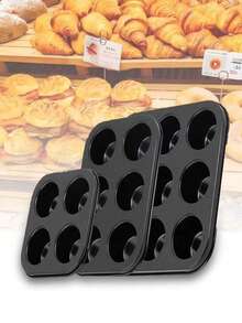 3pcs/1pc Non-Stick Cupcake Baking Pan Set, Mini Paper Cup Cake Mold, Baking Cups, Cake Molds, Baking Tray, Mini Cheese Cake Pan, Kitchen Gadgets, Baking Supplies - Black - View 4