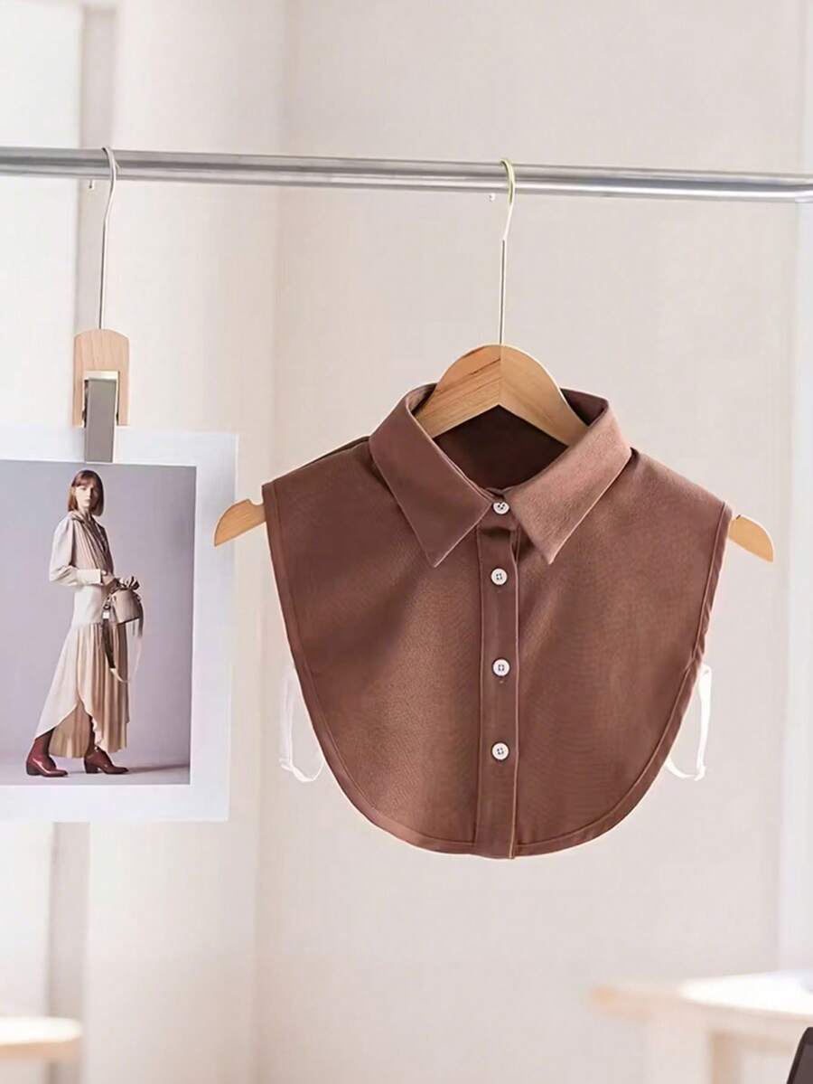 女士新款热销咖啡色假领 - 复古衬衫领款式，保暖内领，适用于毛衣/外套，可拆卸颈饰，适合休闲/办公/日常穿搭，也可用于圣诞装饰 - 彩色 - 查看 1