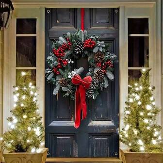 1 pezzo Ghirlanda natalizia, realizzata in poliestere, facile da appendere, riutilizzabile, con motivo pupazzo di neve, adatta per interni ed esterni, banner festivo multifunzionale, decorazione per feste autunnali/invernali