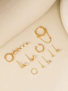 10pcs Sparkling Cubic Zirconia Multi-Layer Cartilage Earring Set, Captivating Party Highlight For Women