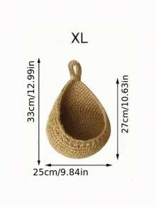 1pc Hand Woven Wall Basket, Natural Linen Storage Basket, Bohemian Style, Creative Wall Storage Bag, Teardrop Shape, Garden Plant Pot Container, Store Fruits, Vegetables, Garlic And Onion, Flowers, Kitchen Decoration, Garden Decoration, Suitable For Home Living Room And Kitchen Decoration With Natural Touch, Craft Basket, Wedding Gift Decoration Basket. - Brown - View 18