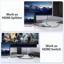 Switch 4k60hz, Aluminio Switcher Bidireccional Entrada 2 a 1 Salida o Switch 1 a 2 Salida, Soporta 4K, 3D, 1080P, Splitter para HDTV, Projector, BLU - Ray Player, DVD, 43 - inicial - Ver 4