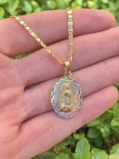 1 pieza Colgante de collar con retrato clásico vintage de Santa María, una joya de estilo unisex adecuada para uso diario y como regalo.