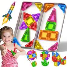 ODAPTO 20/38/60pcs Mini Magnetic Tile Toys With Metal Box, Portable Magnetic Building Blocks, Convenient For Play & Storage, Suitable For Festival & Birthday Gifts