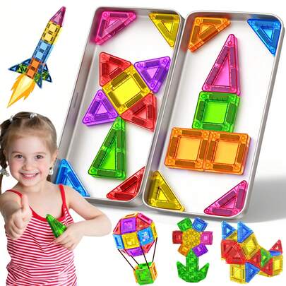 ODAPTO 20/38/60 件迷你磁性积木玩具，带金属盒，便携式磁性积木，方便玩耍和存放，适合节日和生日礼物