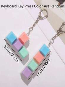 1 pieza Llavero antiestrés, diseño de tecla de teclado, juguete antiestrés para adultos, anillo para presionar con los dedos, herramienta calmante, enfoque y relajación - Multicolor - Ver 2