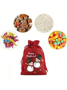 8/1件圣诞节抽绳礼品袋，圣诞节包装袋，粗麻布袋，装饰性节日派对礼物，圣诞节粗麻布袋，捆绑袋，跨境派对节日礼品袋，抽绳儿童卡通糖果袋，粗麻布袋，万圣节，圣诞节 - 彩色 - 查看 5