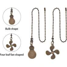 2pcs Ceiling Fans Pull Chain With Connector, Pull Switch, Decorative Brass Chain Toilet Bathroom Living Room Ceiling Fan Fixture Fans And Bulbs - 銅色 - 查看 4