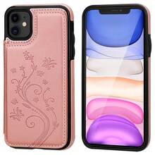 Compatible With IPhone 11 Case Wallet With Card Holder, Embossed Butterfly Premium PU Leather Double Magnetic Buttons Flip Shockproof Protective Cover For IPhone 11 6.1 Inch(Rose Gold){"Color_name":"RoseGold"} - 多色3 - 查看 4