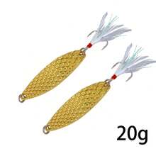 2/4pcs Fish-Scale Pattern Red Dot Metal Spinner Spoon Fishing Lure Silver/Gold Metal Bait Bass Bait Feather Hook