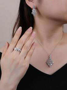 4 Stücke Schmuckset aus Kupferlegierung mit modischen Dekor und Multi-Zirkonia Muscheln, geeignet als Geschenk für den täglichen und Urlaubsgebrauch von Frauen