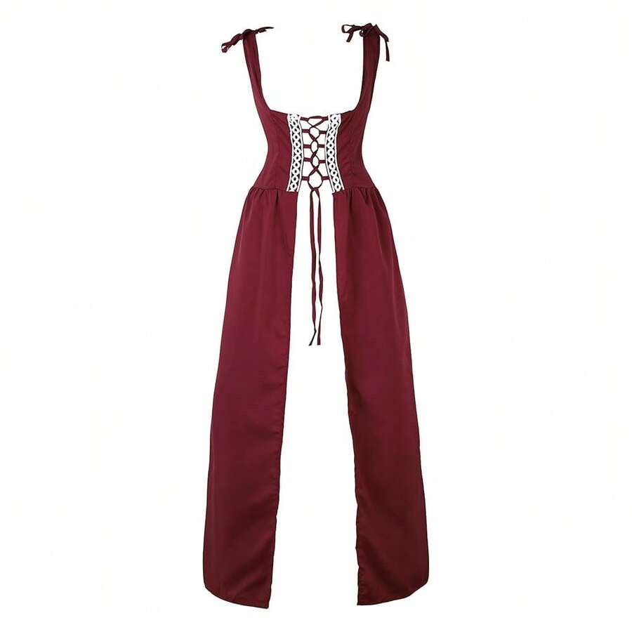 Zhitunemi Renaissance Dress Women Costume Pirate Peasant Dress For Women Medieval Dress Renaissance Costume{"Size_name":"3X-Large","Color_name":"WineRed"} - 酒紅色 - 查看 1