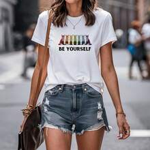 Rainbow Pride Tee Trans Righ Top BTQ Gift Progress Pride Shirt Social Justice Shirt Be Yours Fox Rainbow Shirt Gay Cistmas Gift220g Heavyweight 100% Cotton T-Shirt. Butterfly Print. Unisex Sizing. Round Neck Inspirational T-Shirt. Cute And Beautiful Y2K-Inspired Summer Top, Perfect For The Outdoors, Home, Work, Or Street Wear. Casual, Loose-Fitting Everyday T-Shirt. - White 5 - View 1