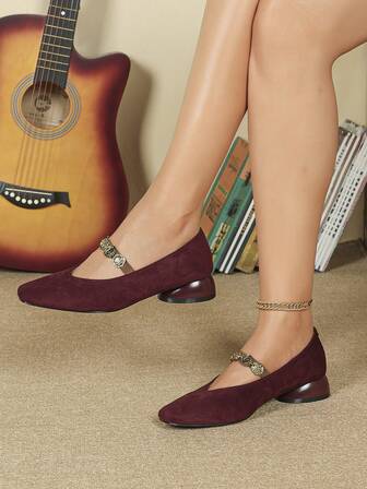 2025 New Soft Square Toe Mary Jane Shoes For Women, Retro French Style, Comfortable Commute, Versatile Low Chunky Heel Flats