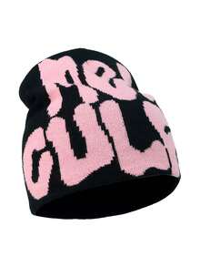 Y2K Graphic Beanie Hat, Unisex Gothic Style Knitted Warm Casual Outdoor Winter Hat, Acrylic Blend Breathable Slouchy Beanie For All Seasons Accessories For Winter Winter Clothing - A - View 9