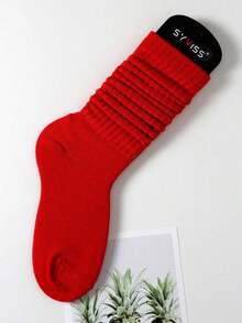 1 Pair Women's Korean Style Spring/Summer Cute Pile Socks, College Style Lolita All-Match/Plain Sport Socks, Solid Color Knee-High Socks (Without Sock Board), Fall Socks - xanh quân đội - Xem 3
