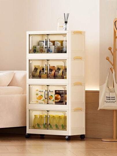 1 szt. składana plastikowa szafka z podwójnymi drzwiami, przenośna szafa do domu, szafka na zabawki do salonu, szafka na przekąski, szafka kuchenna, prezent na Boże Narodzenie i Halloween, pudełko do przechowywania, przechowywanie w sypialni