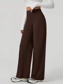 NcmRyu 1 Stück Damen Hose mit hoher Taille, weiter Passform und weitem Bein, Lässig