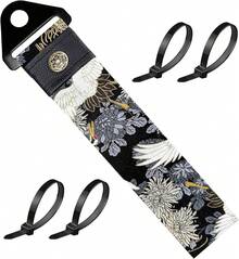 Correa de remolque para carreras de carreras JDM para parachoques deportivo, cuerda de tracción decorativa, correa de remolque universal de nailon de alta resistencia, gancho de remolque para - Grúa negra - Ver 19