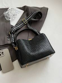 1 Stück Damen PU-Leder Geflochtene Umhängetasche, Kratzfest und Abriebfest, Leicht, Großer Stauraum, Geeignet für Camping, Einkaufen, Pendeln, Arbeit, Dates, Tägliche Reisen, für Damen