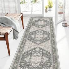 Soft Neutral Area Rugs 5x7, Washable Rug With Non Slip Backing, 5 X 7 Faux Cashmere Low-Pile Carpet, Cream White & Blue & Light Brown,  2025 Design - Greenish Grey - View 9