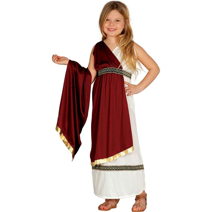 KIWI Roman Children's Costume, Includes Ancient Lady With Toga And Belt, Available In Multiple Sizes, Perfect For Themed Parties, School Performances, And Historical Celebrations - Multicolor - View 1