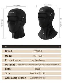 TOSUOD Motorcycle Visor & Face Mask - Windproof Fleece, Cold/Warm, Windproof & Full-Face Cover For Men & Women, Winter, Hand Washable (Compatible With Motorcycles/Snowmobiles) - Black - View 13