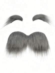 1 Set Unisex Fake Mustache And Eyebrows With Adhesive, Novelty Facial Hair Costume Accessories, Suitable For Cosplay, Party, Funny Jokes, Beard Decoration, Suitable For Games, Parties, Halloween, Christmas, Thanksgiving - Multicolor - View 9
