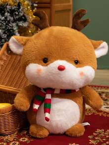 1 Stück Weihnachts-Rentier mit roter Nase Plüschpuppe, das erste Geschenk für Jungen und Mädchen zum Neujahr