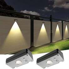 Outdoor Solar Wall Lights, 10 Color Changing LED Spotlights, Warm White/Cool White/RGB, IP44 Waterproof, ABS Material, Solar Safety Lights For Gardens, Courtyards, And Terraces (Black-2P)