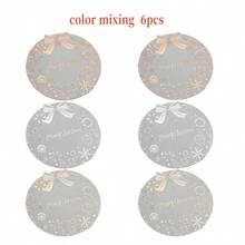 4/6PCS Creative Christmas Western Style Table Mat, Household Desktop Circular Waterproof And Heat-Resistant Table Mat, Hot Stamping Table Mat And Thermal Insulation Mat - Multicolor - View 9