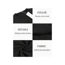 Men's Crew Neck Sweater Slim Fit Lightweight Sweatshirts Knitted Pullover For Casual Or Dressy Wear - 黑色 - 查看 6