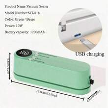 RAF Compact USB Vacuum Sealer Kit With Digital Display - Fast Sealing, Includes Pump And Sealing Bags, Suitable For Food Preservation, Snacks, Meat And Vegetables - Space-Saving Design, Vacuum Sealer