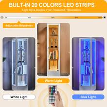 Lockable Steel Frame Display Cabinet With Keys 63" 4-Tier Curio Cabinets With Adjustable Shelves For Collectibles Durable Tempered Glass Book Case Shelf - trắng - Xem 4