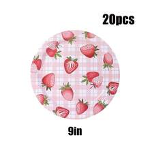 10/20/30pcs,Strawberry Birthday Party Plates And Cups Decoration Summer Watercolor Fruit Tableware Plates Cups For Wedding Berry First Birthday Themed Baby Shower Party Supplies, Disposable 9'' 7'' Paper Plates 9 Oz Cups Cutlery Dinnerware For 1st Birthday