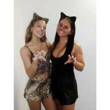 Black Cat Ears Headband Halloween Cat Woman Costume Hair Accessories Cute Furry Cat Ear Headbands For Women Headwear Headpiece For Cosplay Makeup Birthday Party